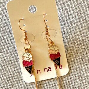 Gold Color Ice Cream Charm Chain Drop Earrings Fashion Jewelry